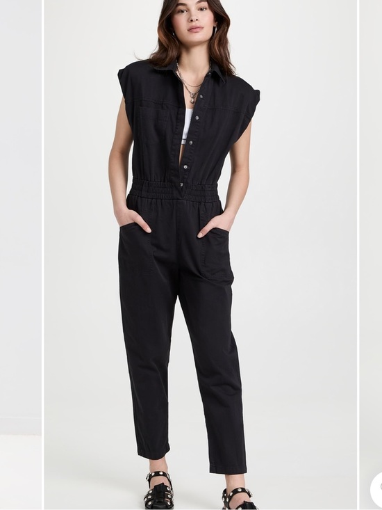 pistola Pants - Pistola Rosie Shoulder Pad Jumpsuit Fade To Black Medium Utility One Piece